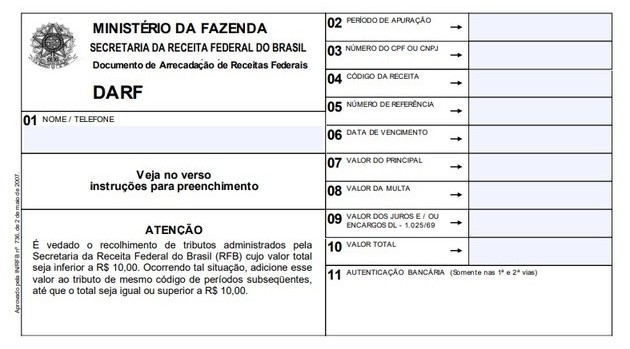 DARF na importação  Número de Referência