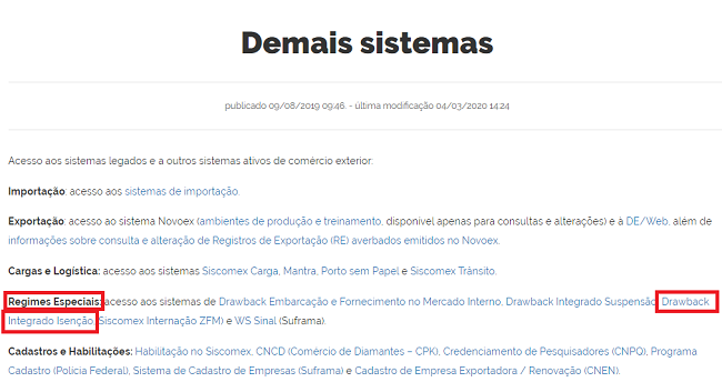 consultar Ato Concessório de Drawback Isenção