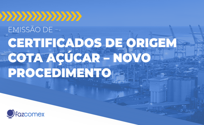 Emissão Certificados de Origem Cota Açúcar