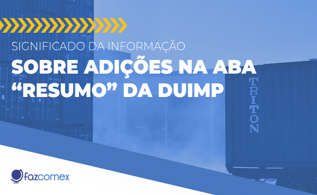 Saiba o que significa a informação sobre Adições que consta na aba “Resumo” da Duimp